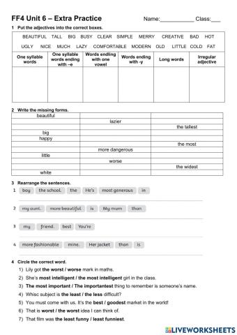 Ff4 unit 6 extra practice