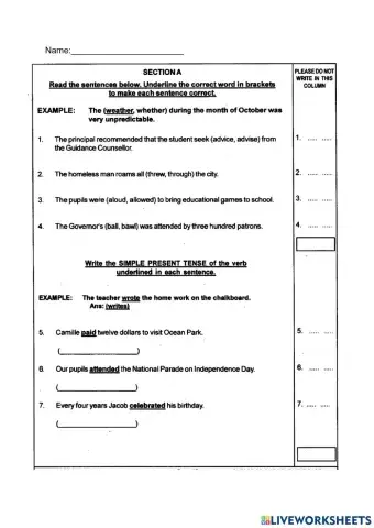 Grammar Review Exercise