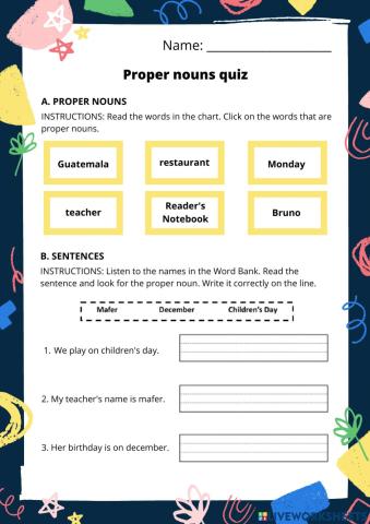 Proper Nouns Quiz