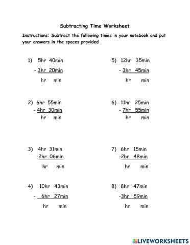 Time: Subtracting Time