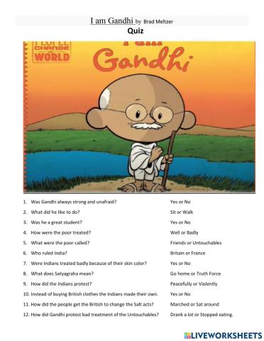 I am Gandhi Quiz
