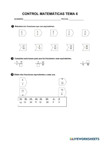 Repaso tema 6 matemáticas. fracciones
