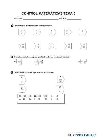 Repaso tema 6 matemáticas. fracciones