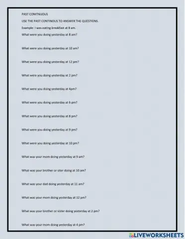 Past continuous WRITING