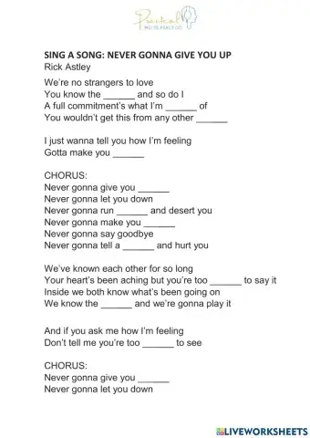 Sing a song: never gonna give you up