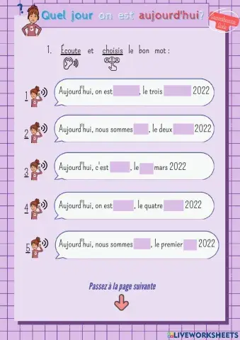 La date (compréhension orale)