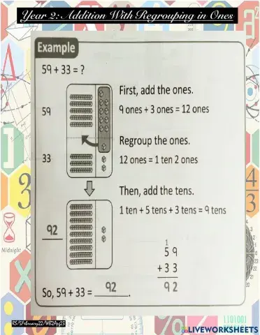 Addition with regrouping in ones
