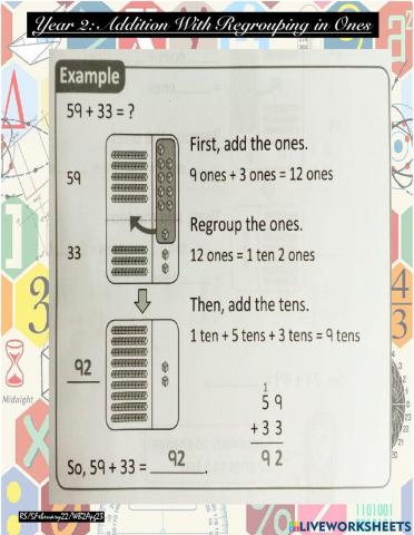 Addition with regrouping in ones