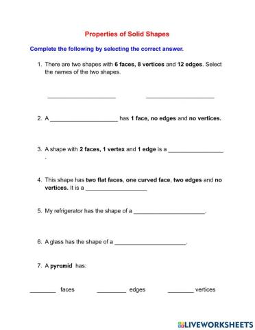 Properties of 3D shapes