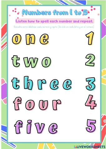 Numbers from 1-5