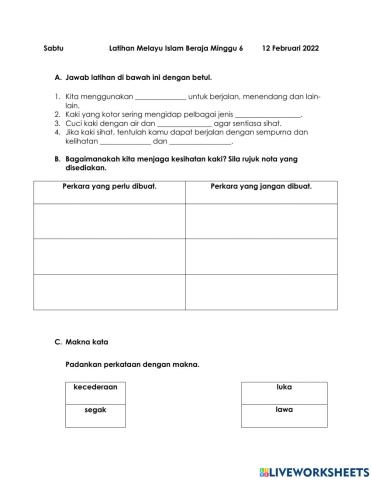 Unit 1.2 kebersihan diri (kesihatan kaki)