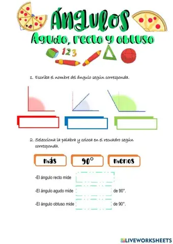 Ángulos: agudo, recto y obtuso