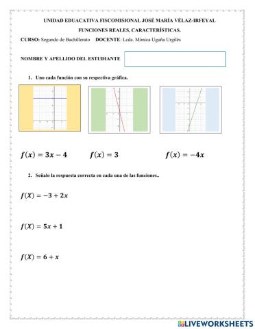 Funciones reales, características