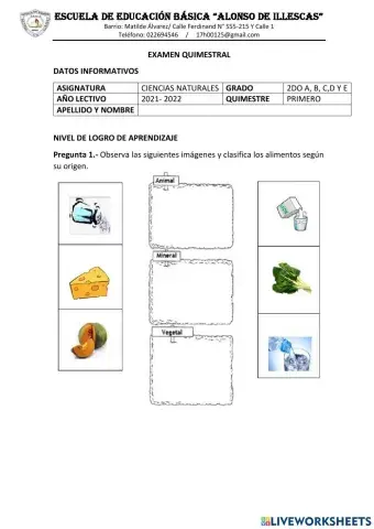 Examen de Ciencias Naturales