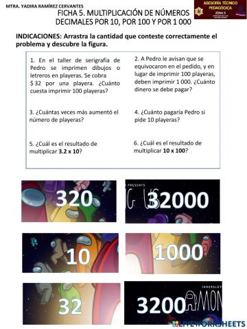 Ficha 5. MULT. DECIMALES 10, 100, 1000