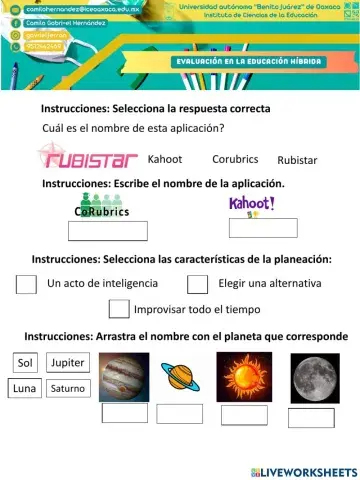 Ejercicios de liveworksheets
