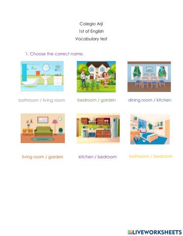 Voc test: parts of the house
