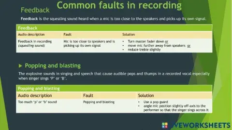 Higher Tech faults in recording