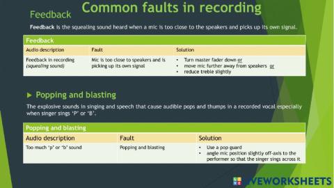 Higher Tech faults in recording