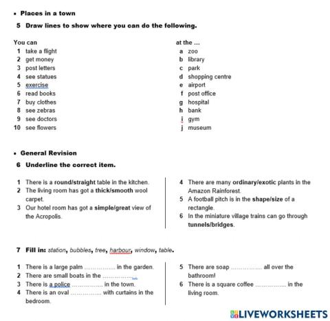 Places in a town-In the room