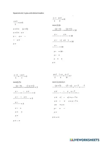 Ecuaciones primer grado con denominadores