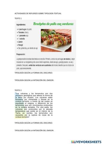 Clasificación de textos según su tipología