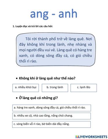 Học vần ang anh