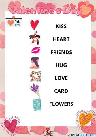 Valentine's day vocabulary