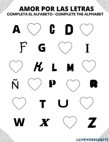 Spanish alphabet love