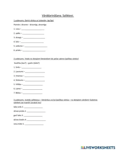 Vārddarināšana, Salikteņi