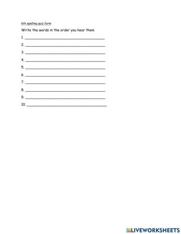 6th G U7 L2,3 spelling quiz