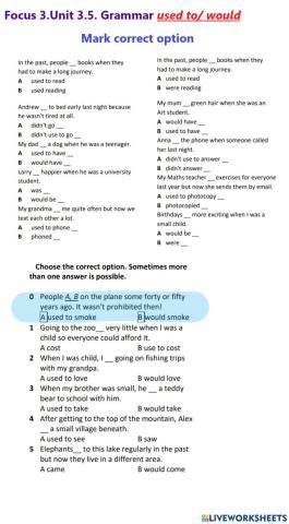 Focus 3.Unit 3.5. Grammar used to-would