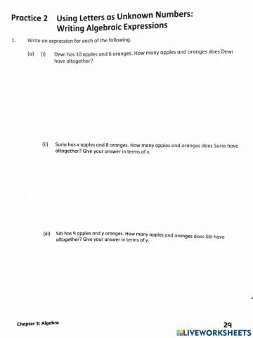 Algebraic Expressions