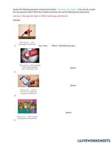 Present Perfect writing