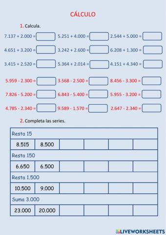Cálculo y operaciones