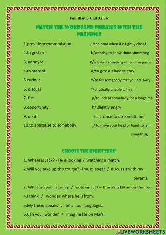 Full Blast 3 Unit 3a,b