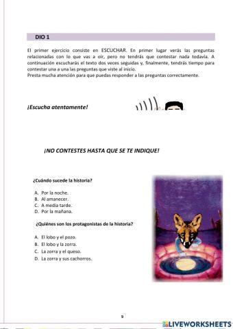 Comprensión oral: El lobo y el queso