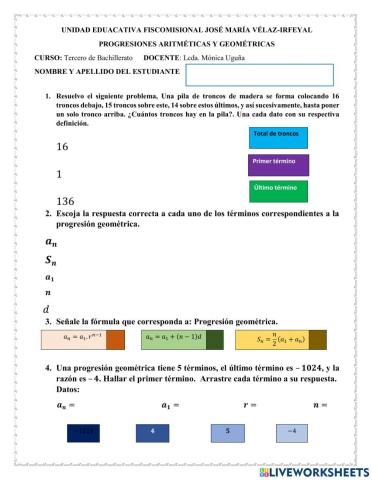 Progresiones aritméticas y geométricas