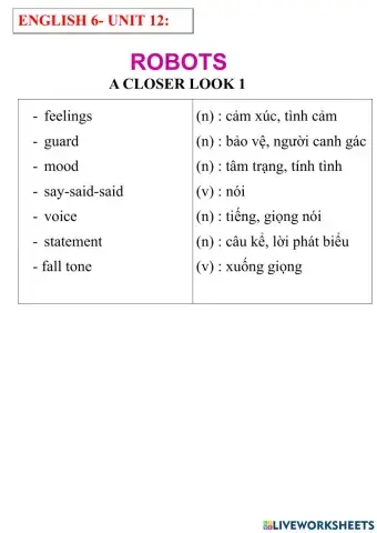English 6- unit 12- a closer look 1
