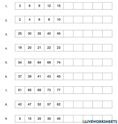 Number Patterns - Skip Counting
