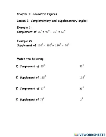 Complementary and Supplementary Angles