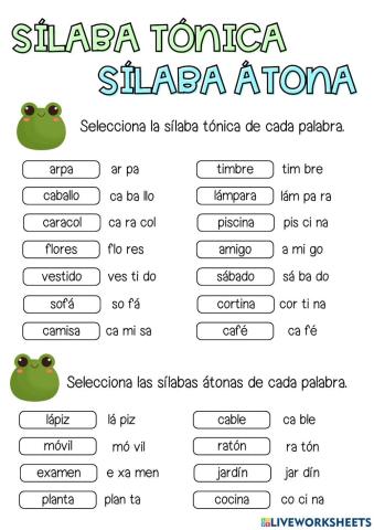 Sílaba tónica y sílaba átona