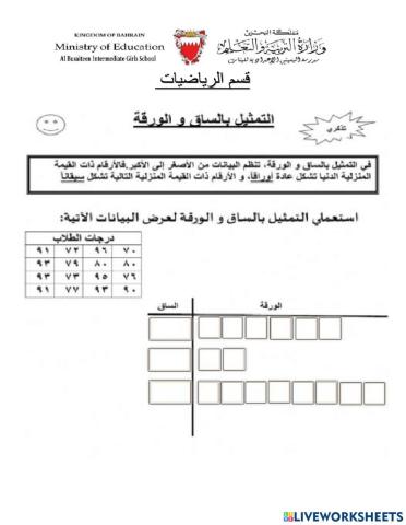 التمثيل بالساق والورقة