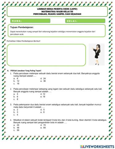 LKPD Percobaan, Ruang Sampel