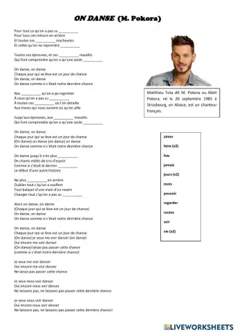 Chanson: -ON DANSE- (M. Pokora)
