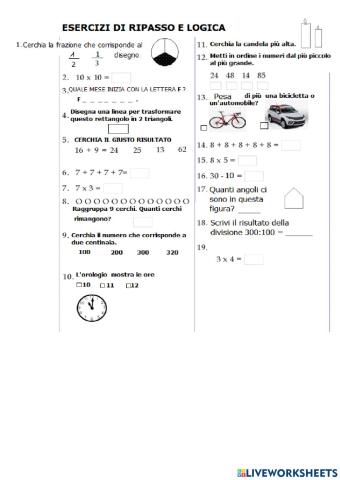 Ripasso e logica1  (tipo invalsi facile)