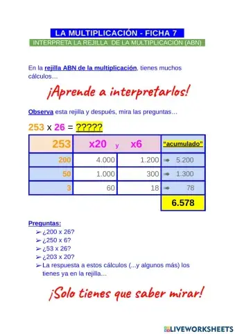 Multiplicación ABN interpreto rejilla