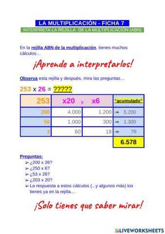Multiplicación ABN interpreto rejilla