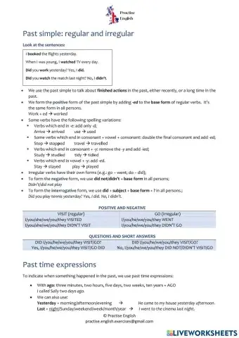 Past simple and past time expressions