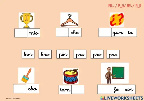 Completar palabras con pr, p-r br o b-r